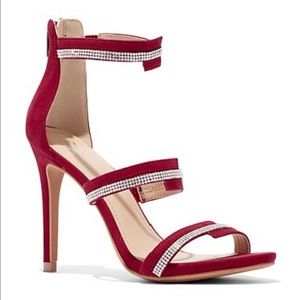 Red Jazzy Jeweled Suede Sandal